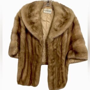 Vintage Aeolian Mink Fur Stole – EMBA Natural Taupe – Lined & Monogrammed